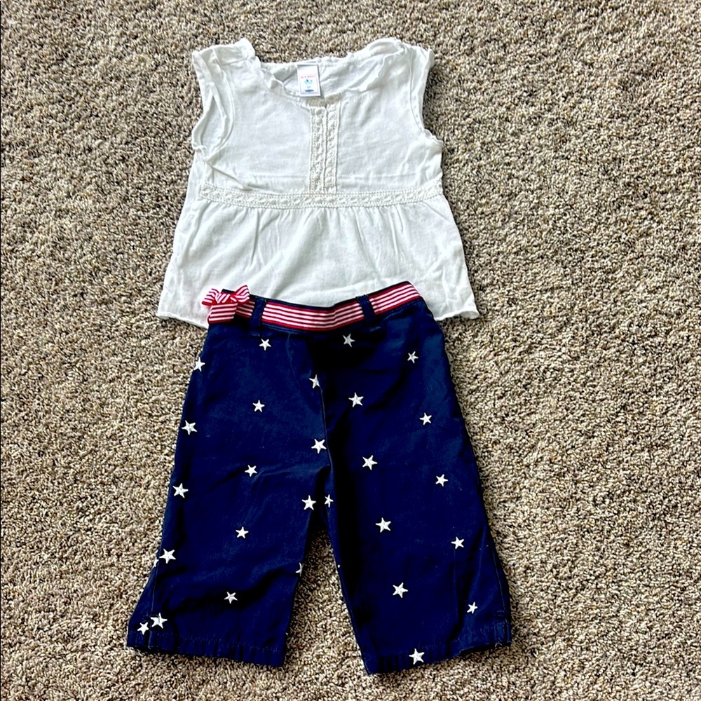 Vintage Old Navy White Top and Gymboree  Navy Star capri pants